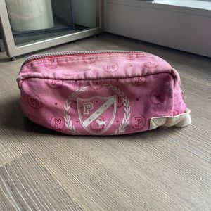 Pink Victoria's Secret Vintage Canvas Toiletry Zippered Travel Case
